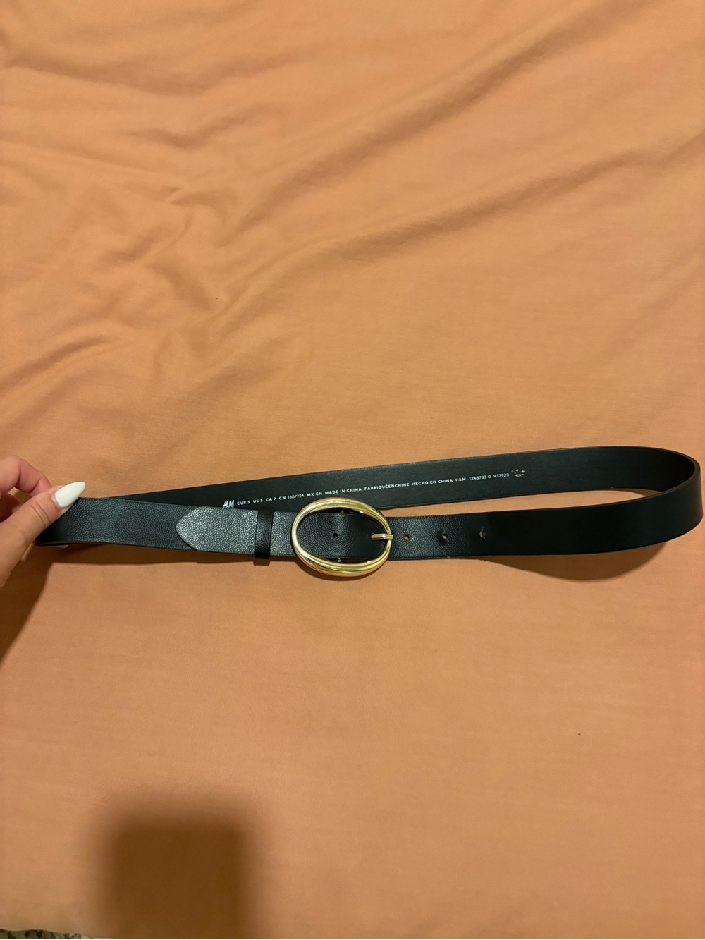H&M Black Belt with Gold Oval Buckle